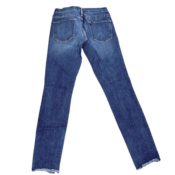 Frame Denim Le Skinny de Jeanne whiskered frayed hem mid tone jeans USA made 26 - Picture 2 of 8